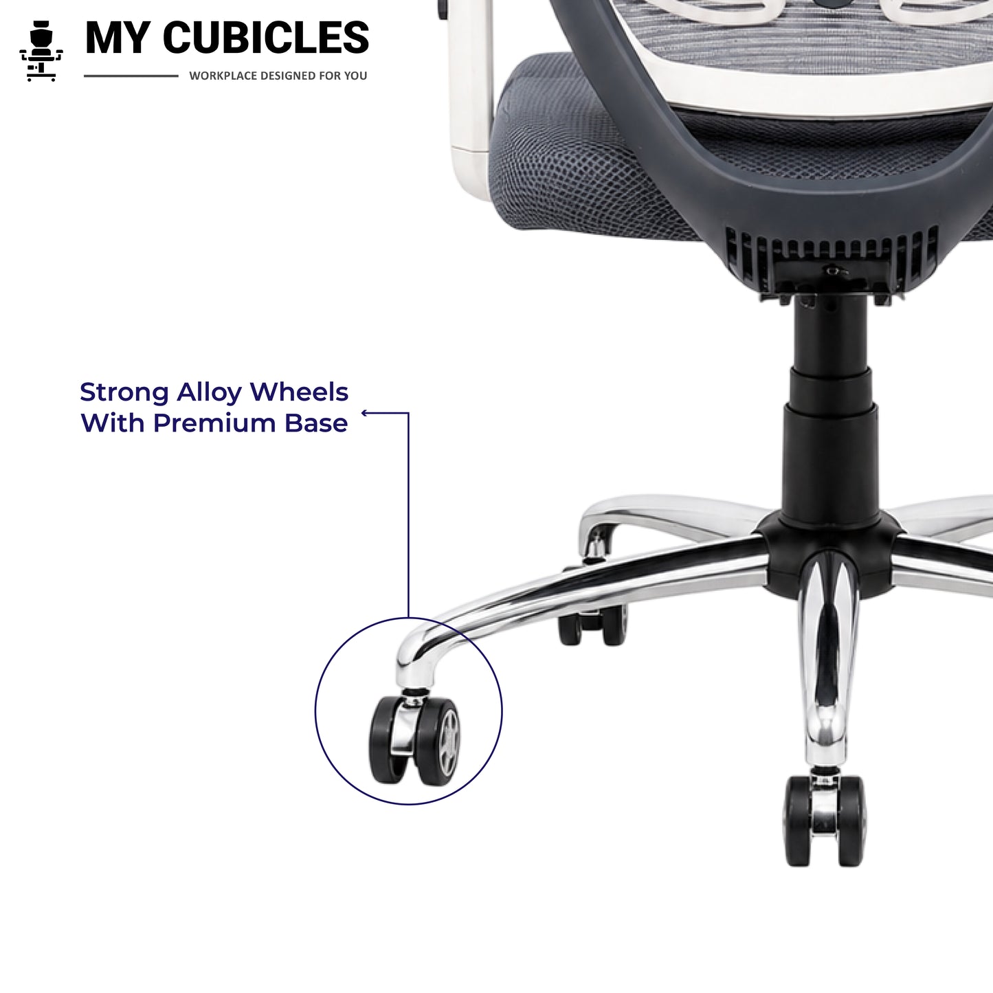 Lunar Grey Office Computer Chair for Home - Alloy Wheels View