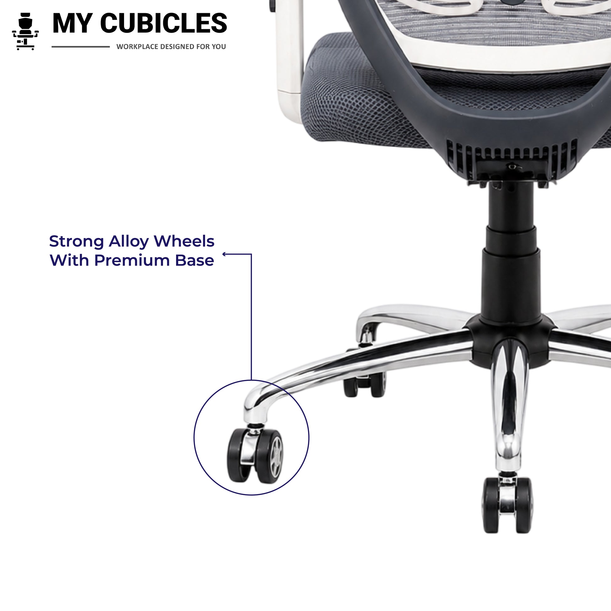 Lunar Grey Office Computer Chair for Home - Alloy Wheels View