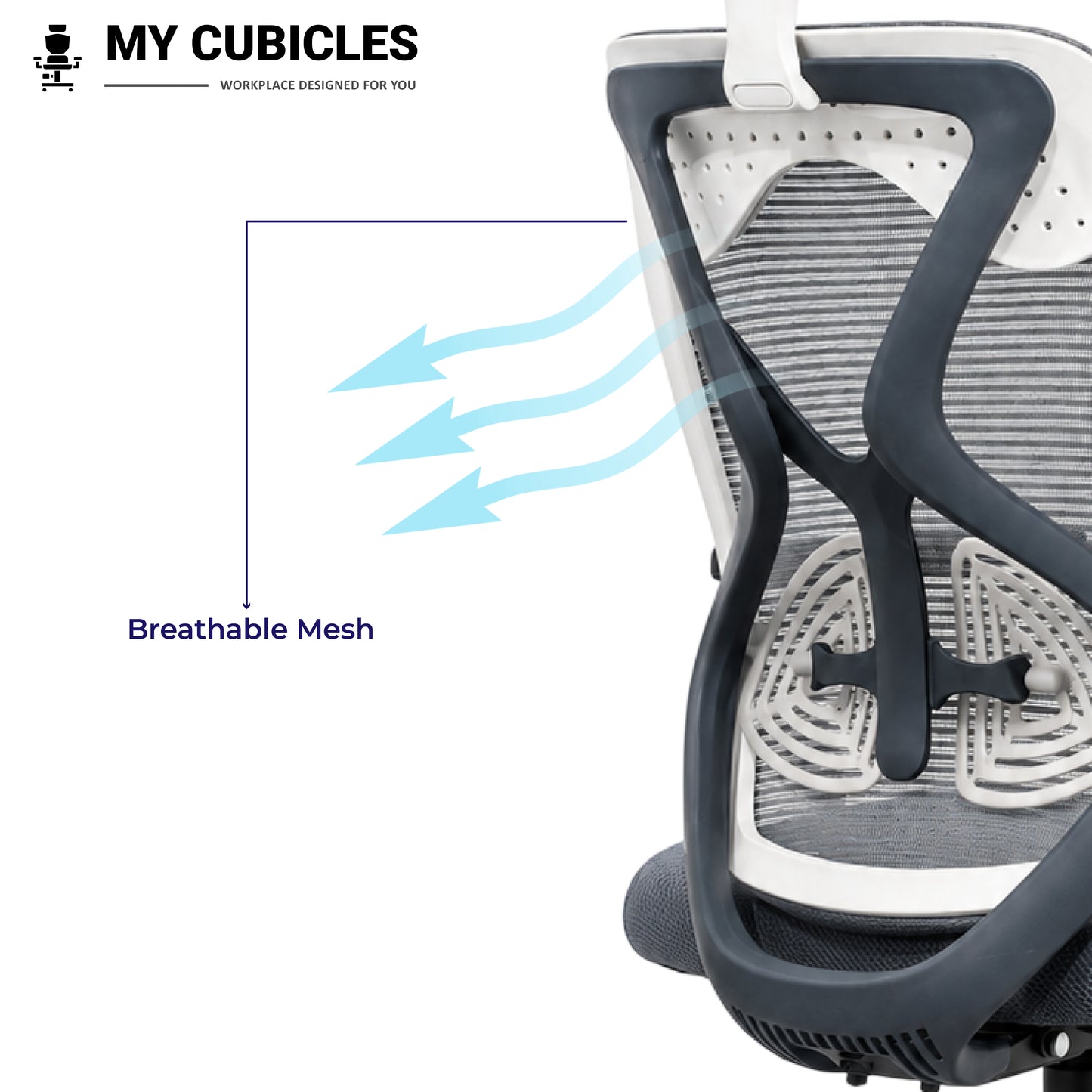 Lunar Grey Office Computer Chair for Home - Breathable Mesh Back View