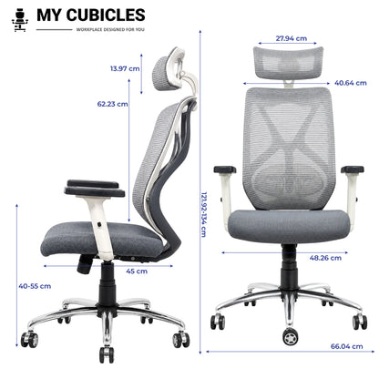 Lunar Grey Office Computer Chair for Home - Dimension View