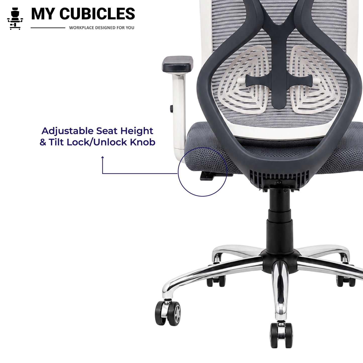 Lunar Grey Office Computer Chair for Home - Adjustable Seat Height View