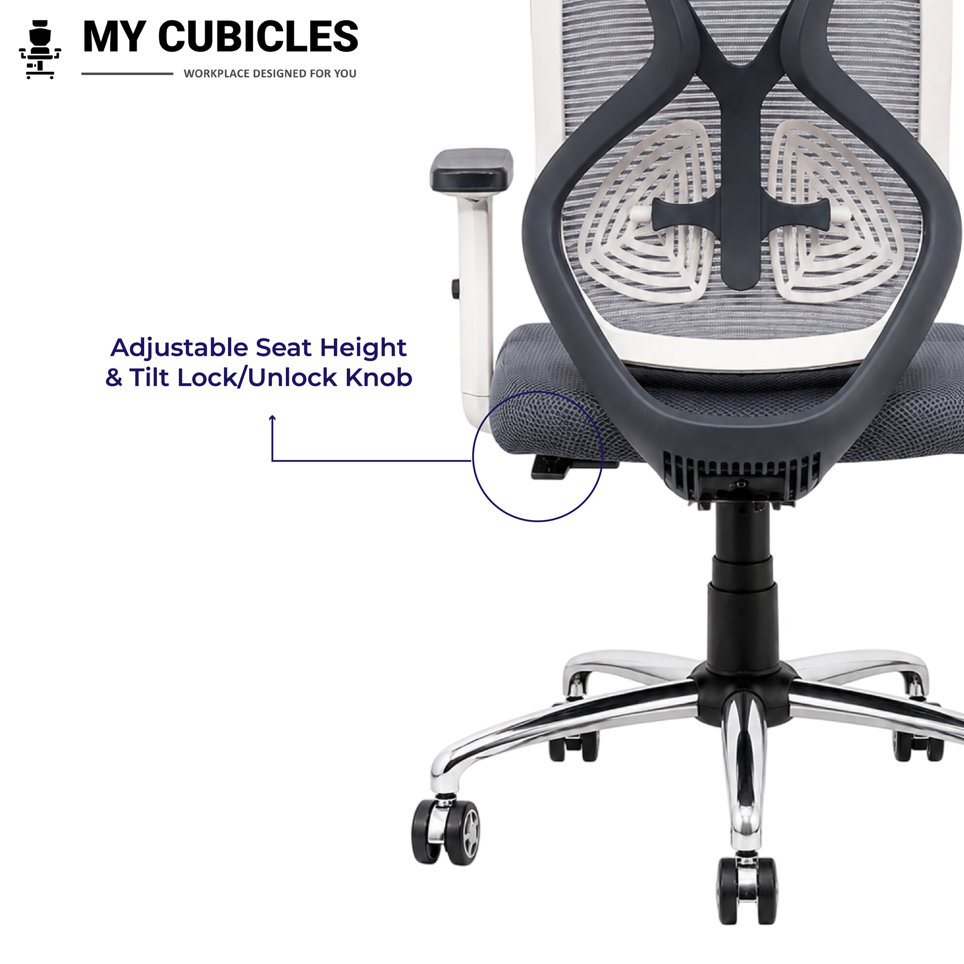 Lunar Grey Office Computer Chair for Home - Adjustable Seat Height View