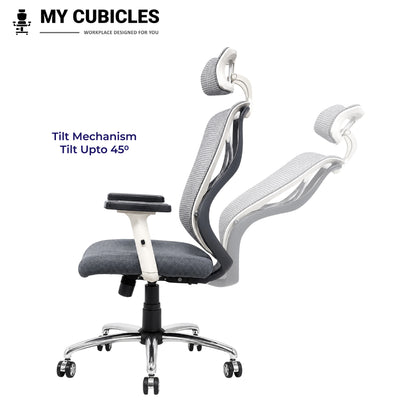Lunar Grey Office Computer Chair for Home - Tilt Mechanism View