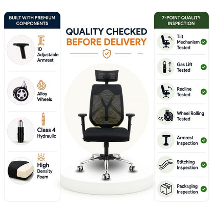 Lunar Fusion Black Mesh Headrest Office & Computer Chair Quality Checked