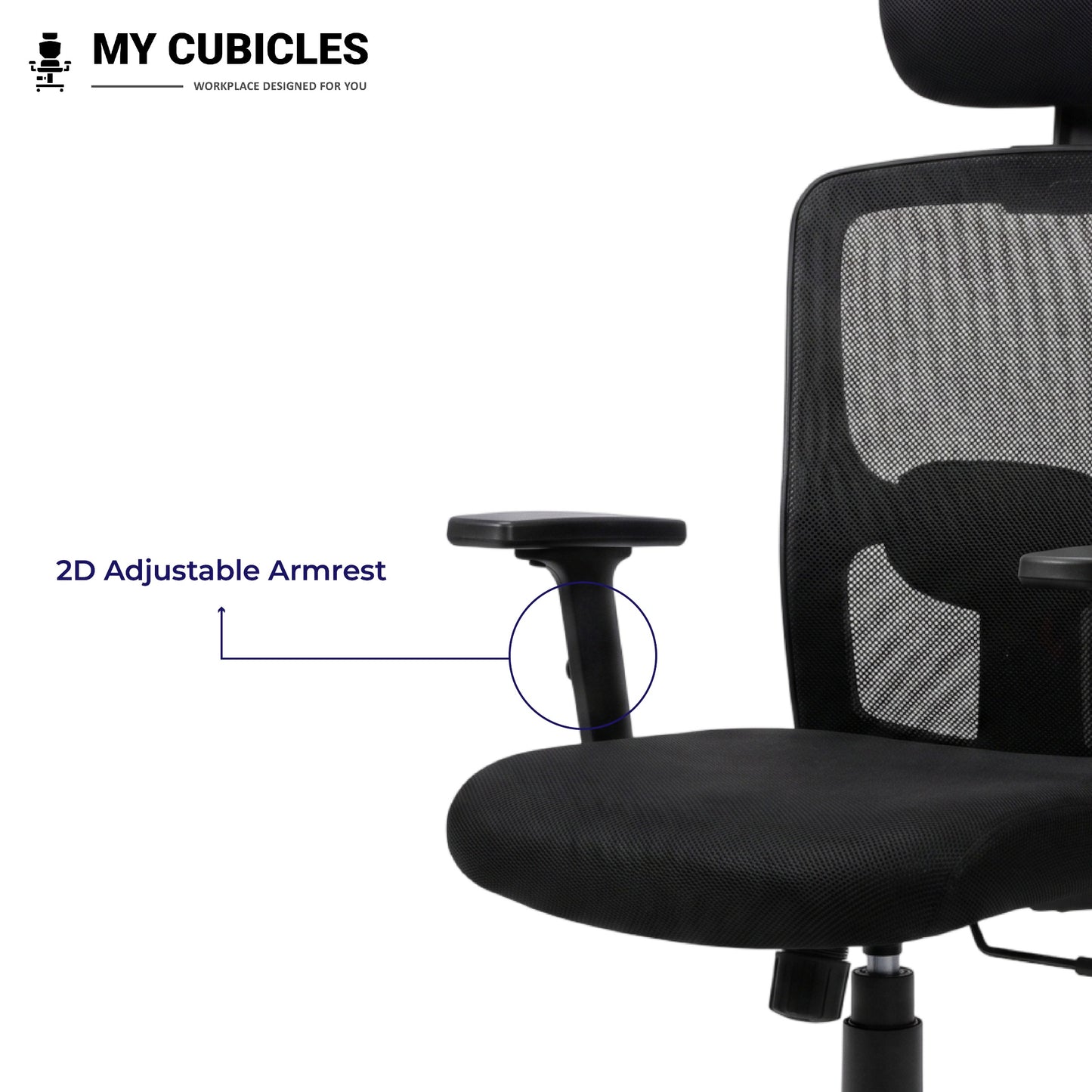 Black Jazz High Back Ergonomic Executive Office Chair Feature 2D Adjustable Armrest