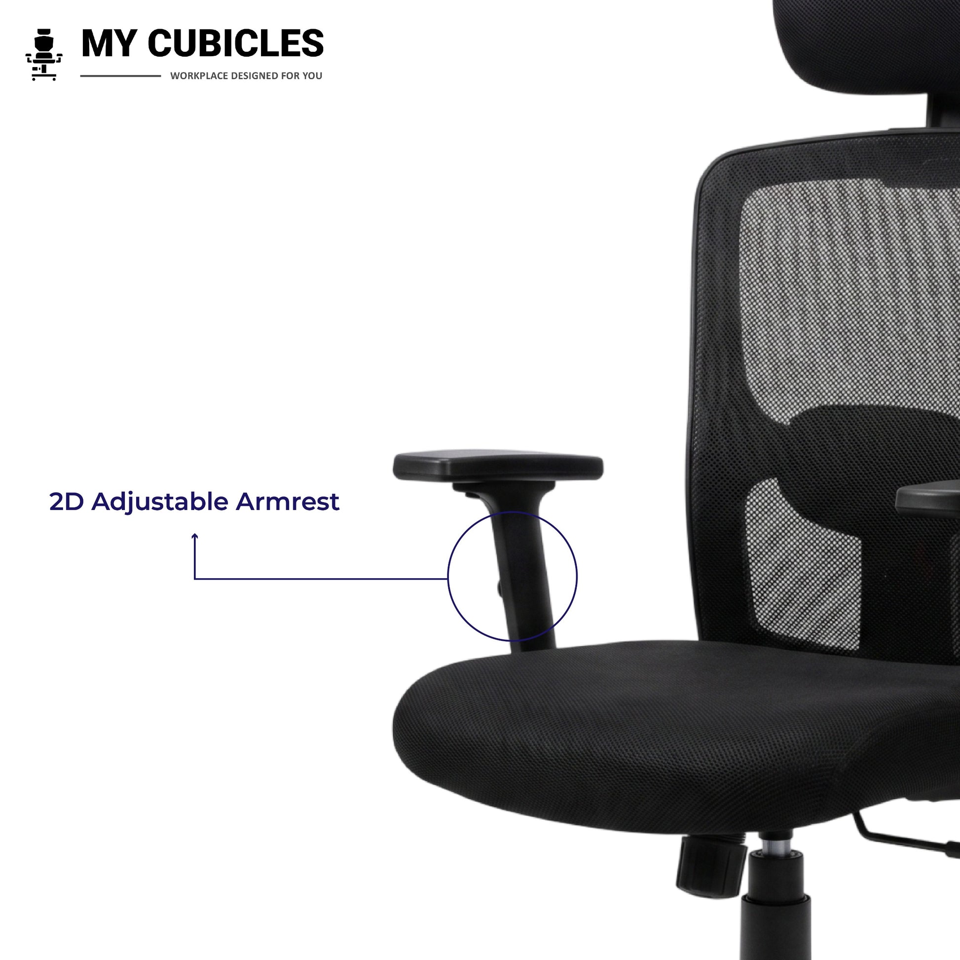 Black Jazz High Back Ergonomic Executive Office Chair Feature 2D Adjustable Armrest