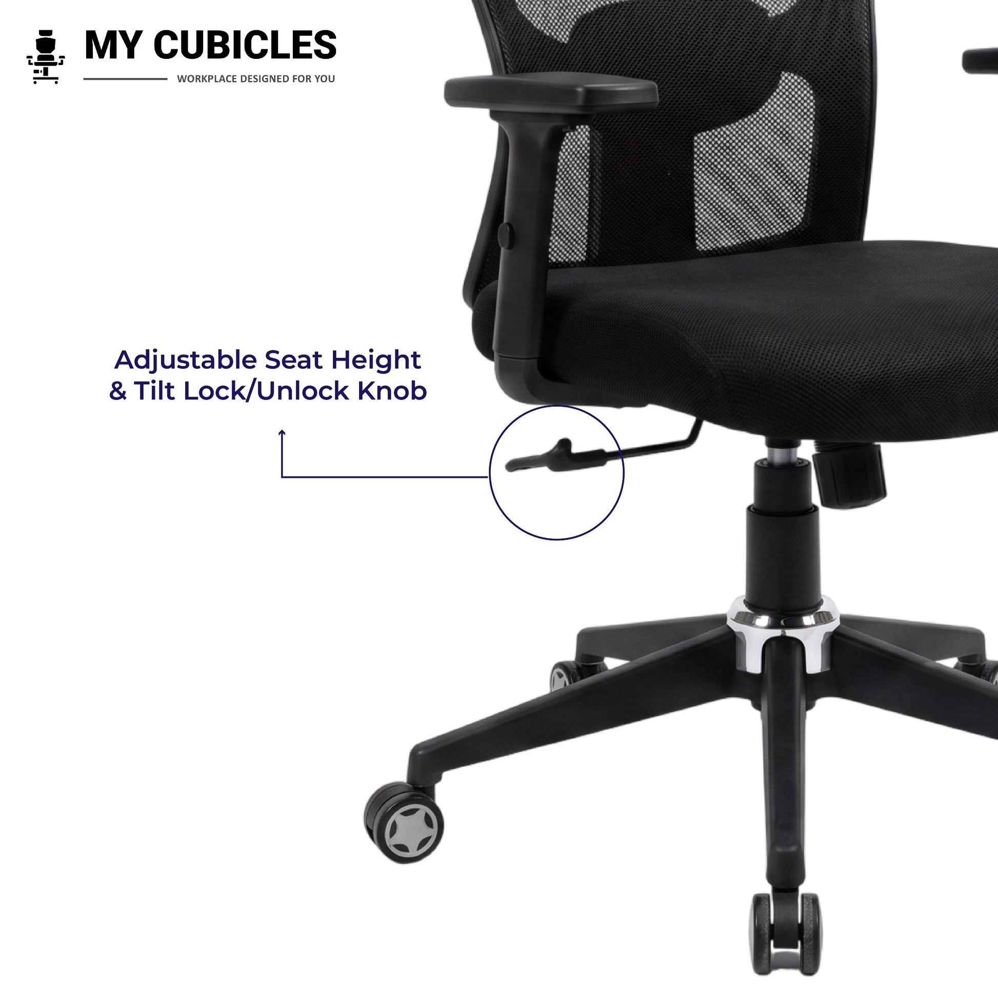 Black Jazz High Back Ergonomic Executive Office Chair Lock Feature View