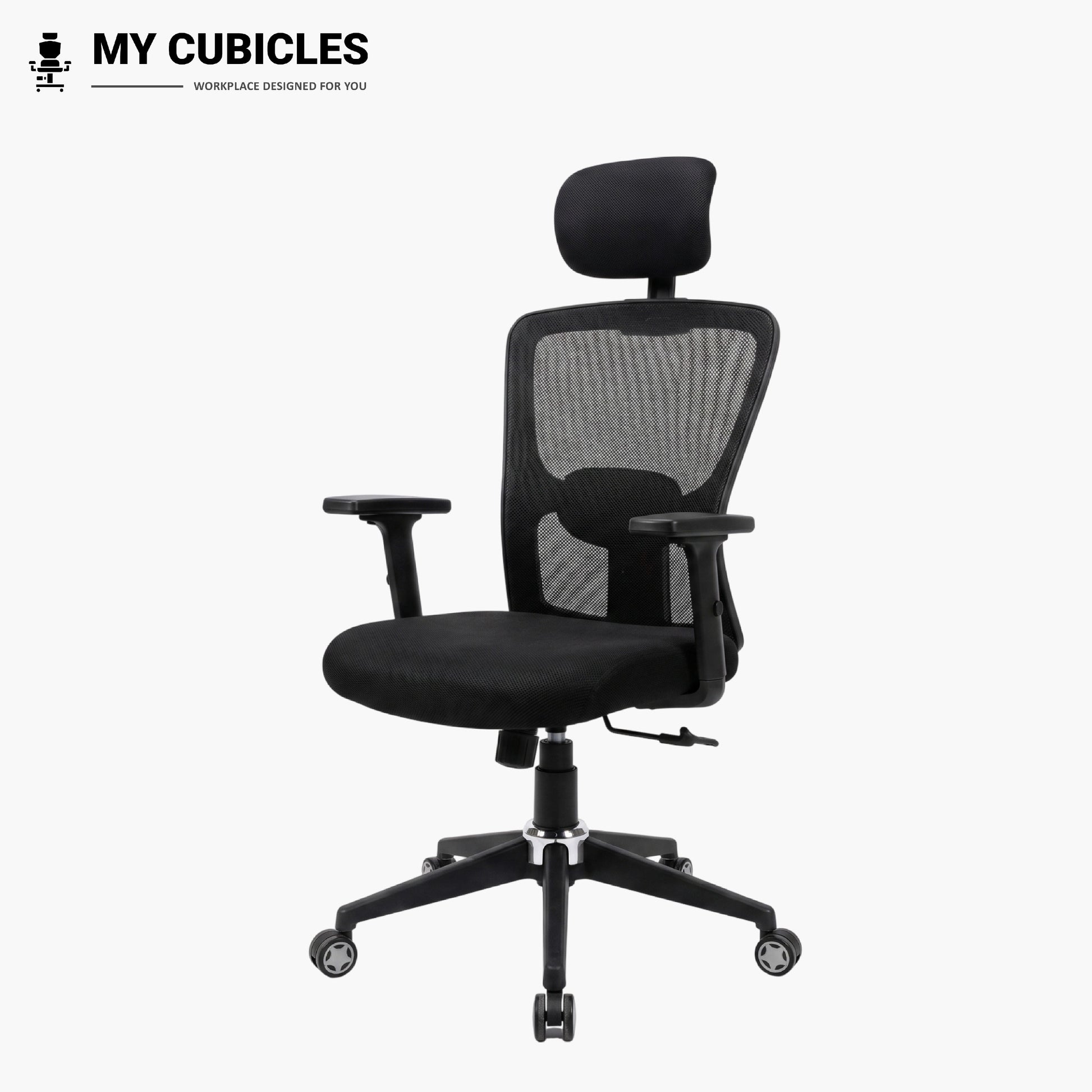 Black Jazz High Back Ergonomic Executive Office Chair Side-Front View