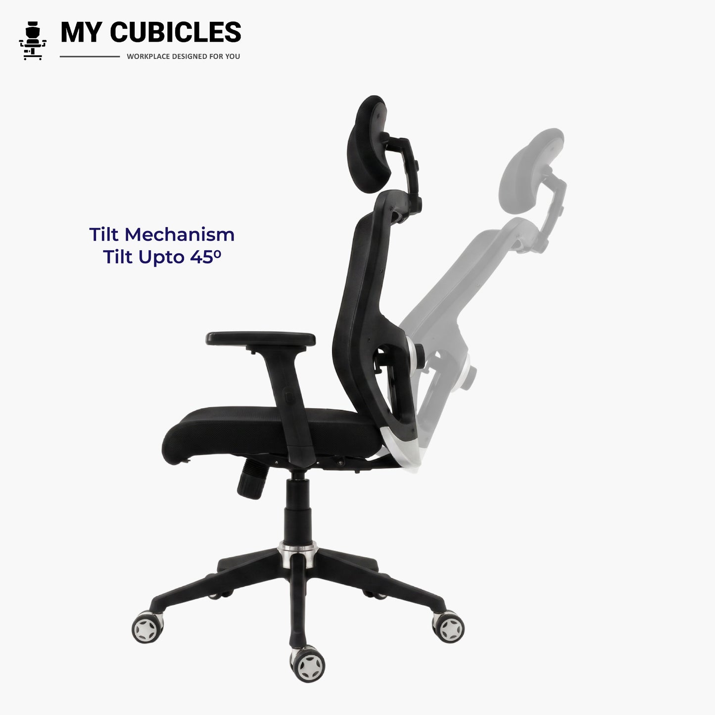 Black Jazz High Back Ergonomic Executive Office Chair Side View with Tilt Mechanism