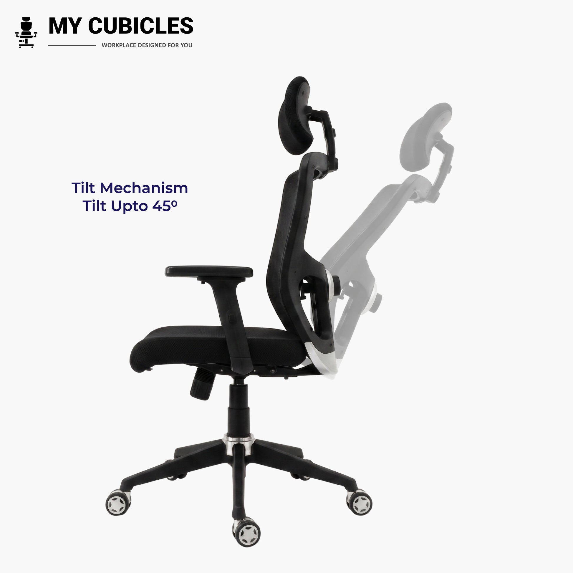 Black Jazz High Back Ergonomic Executive Office Chair Side View with Tilt Mechanism