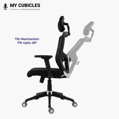 Black Jazz High Back Ergonomic Executive Office Chair Side View with Tilt Mechanism