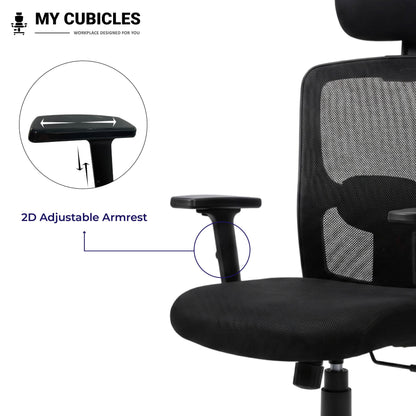 Black Jazz High Back Ergonomic Executive Office Chair Feature 2D Adjustable Armrest