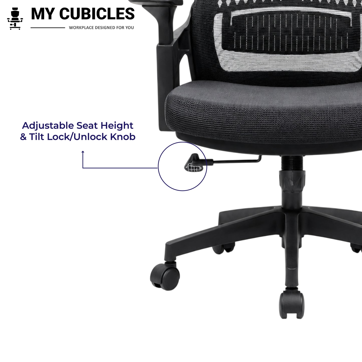 Nova Black High Back Office Chair - Adjustable Seat Height View