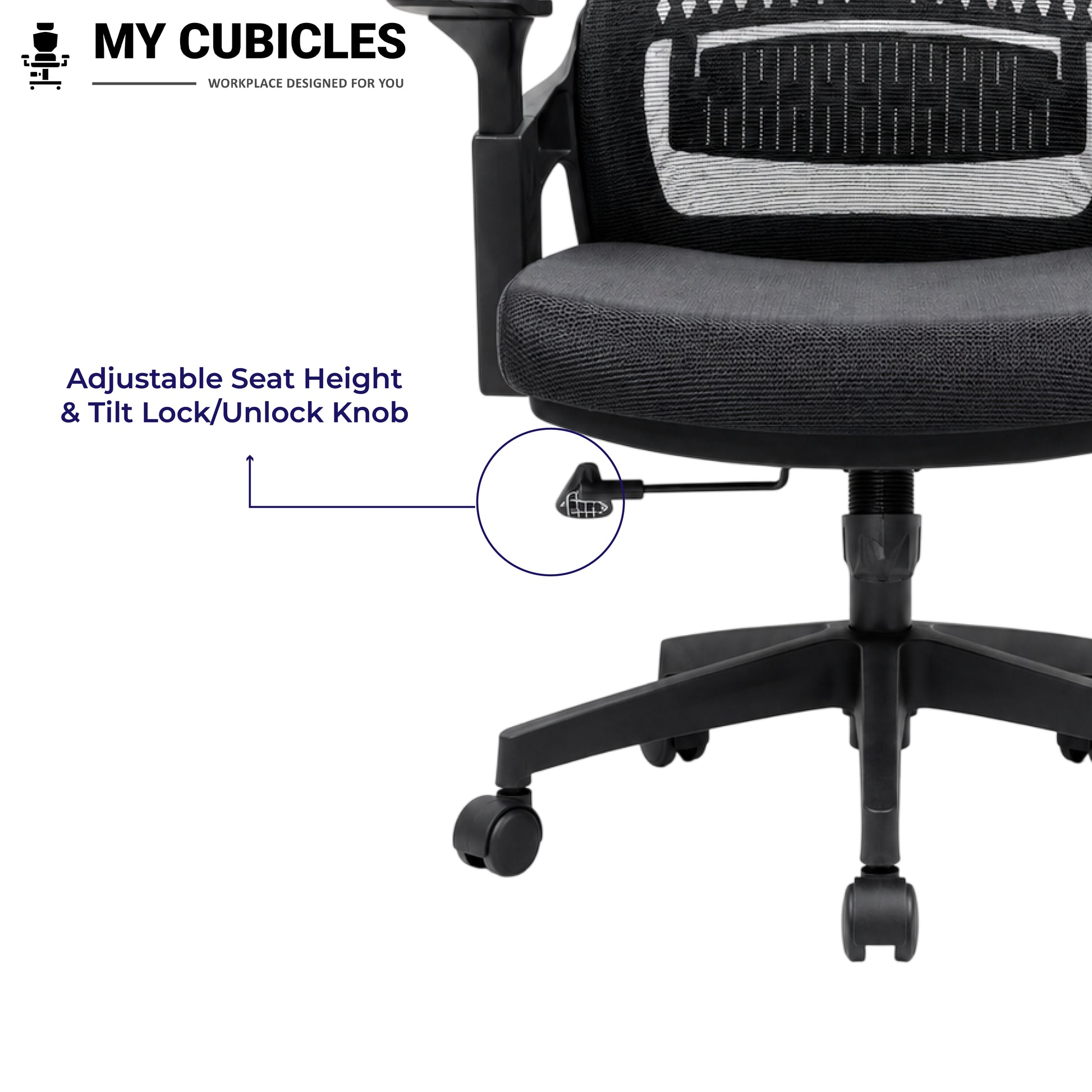 Nova Black High Back Office Chair - Adjustable Seat Height View