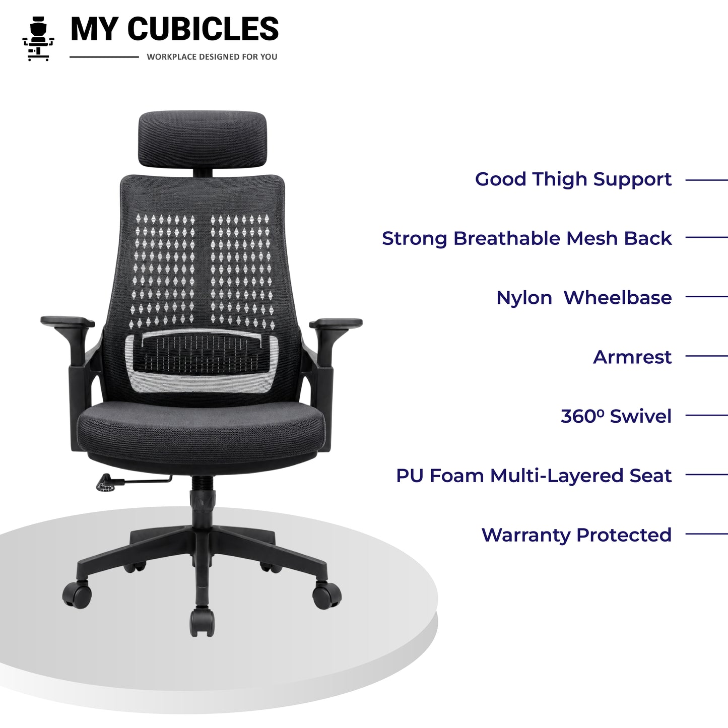 Nova Black High Back Office Chair - Front View