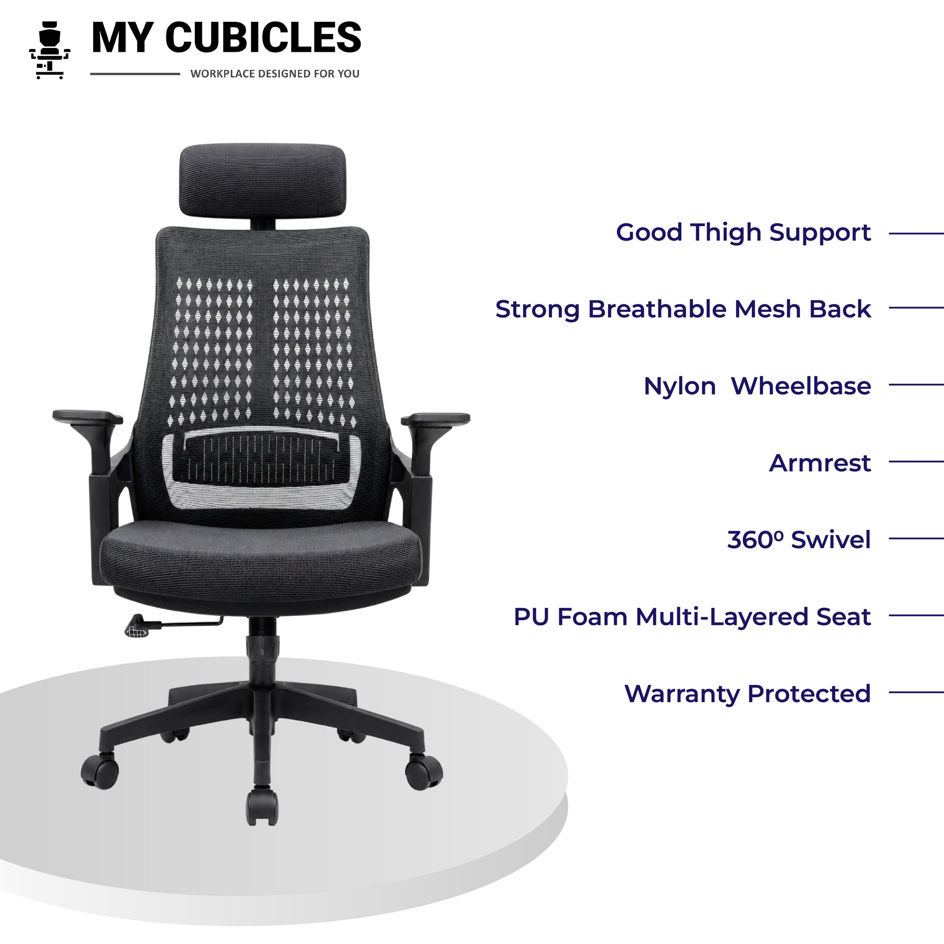 Nova Black High Back Office Chair - Front View