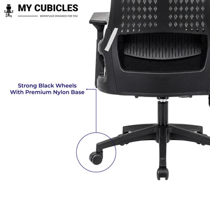 Nova Black High Back Office Chair - Nylon Base View