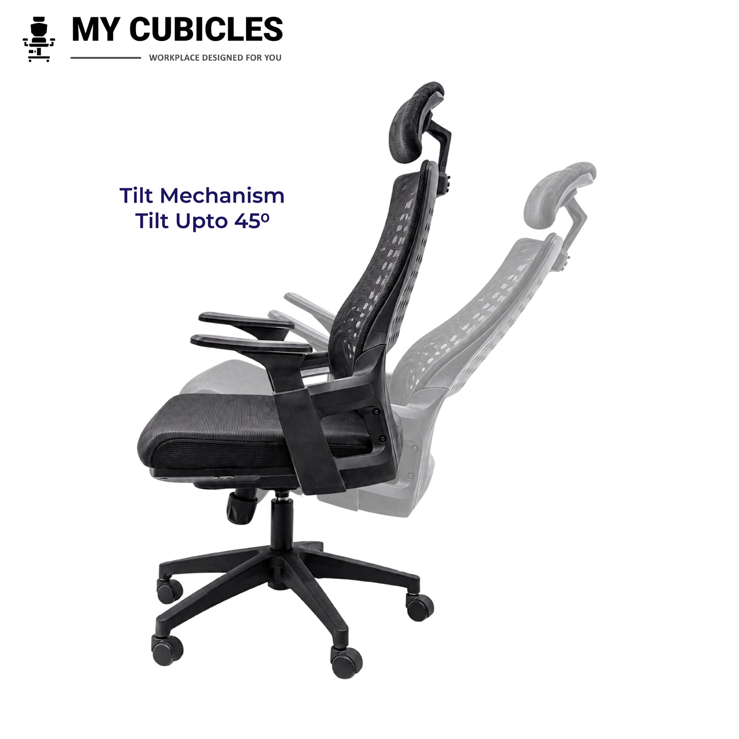 Nova Black High Back Office Chair - Tilt Mechanism View