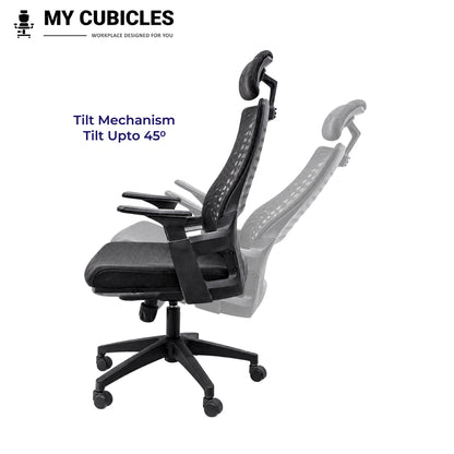 Nova Black High Back Office Chair - Tilt Mechanism View