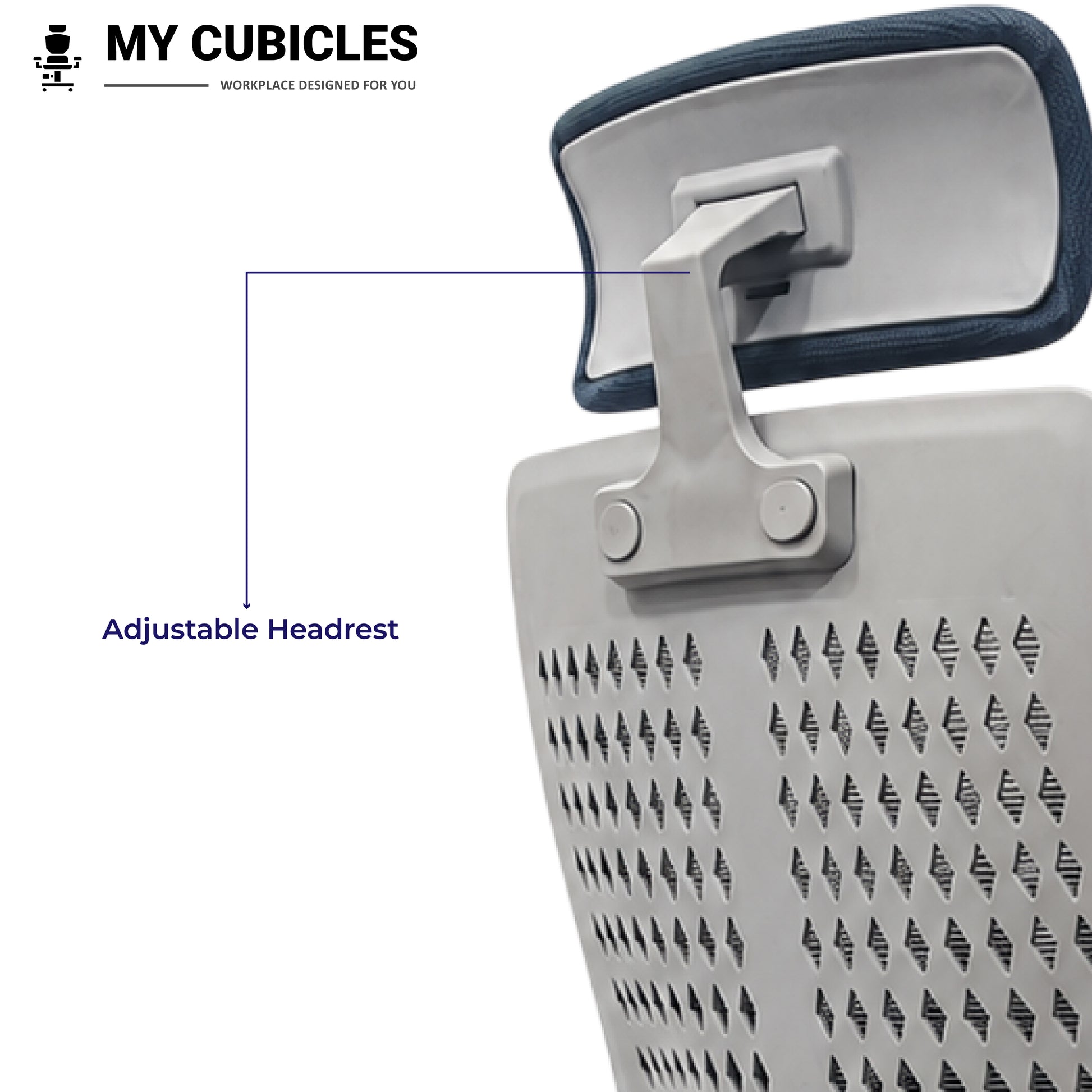 Nova Grey High Back Office Chair - Adjustable Headrest View