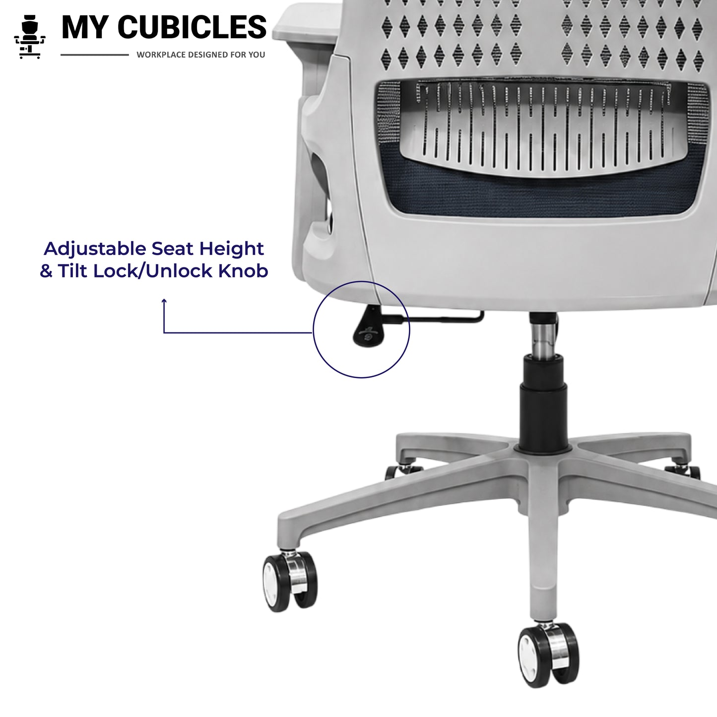 Nova Grey High Back Office Chair - Adjustable Seat Height View