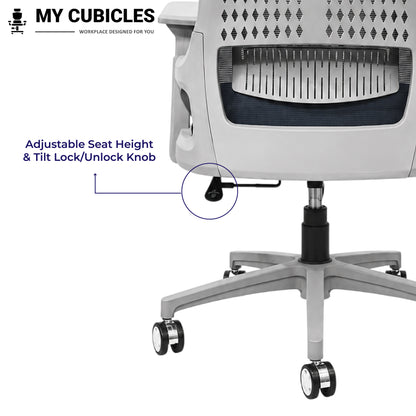Nova Grey High Back Office Chair - Adjustable Seat Height View