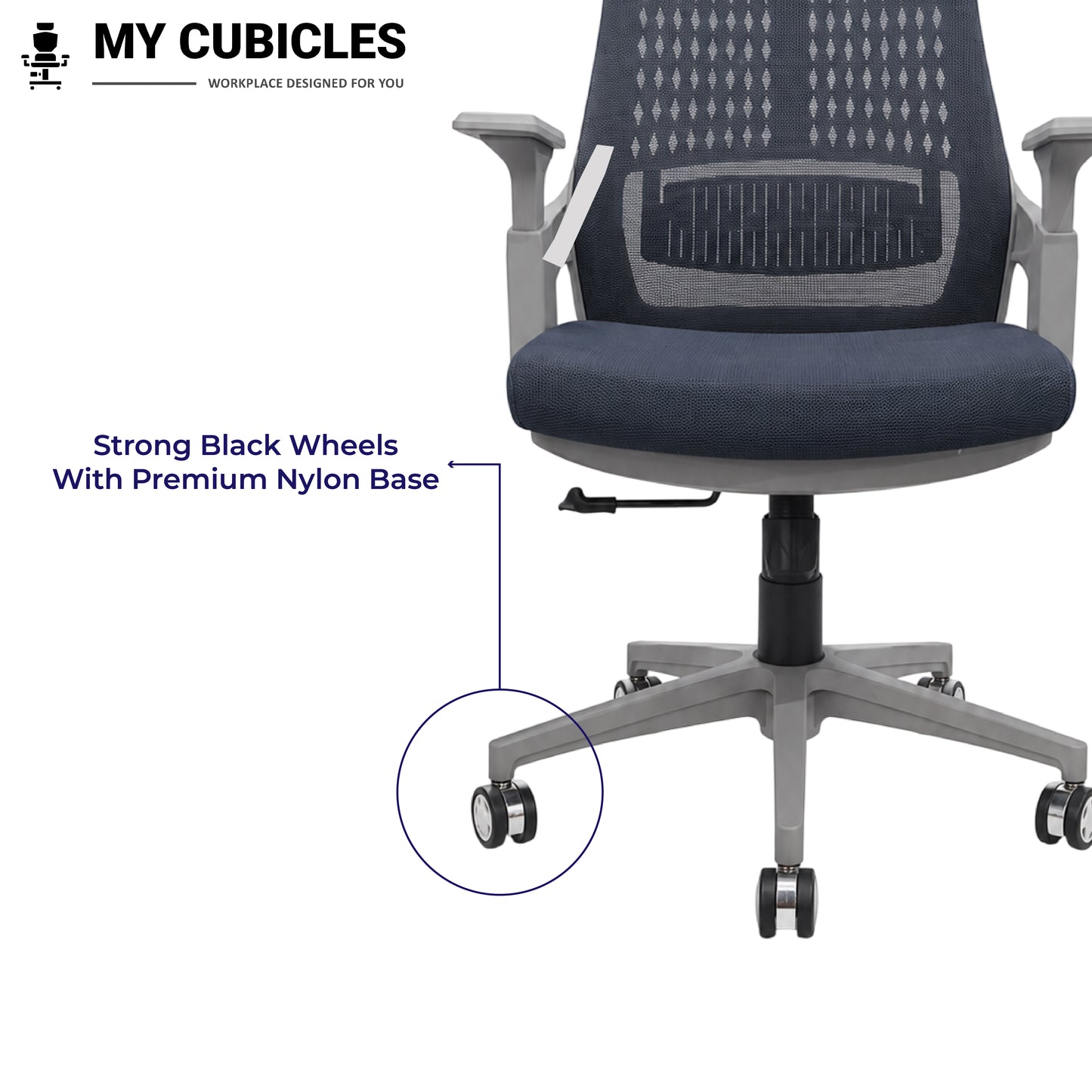 Nova Grey High Back Office Chair - Alloy Wheels View