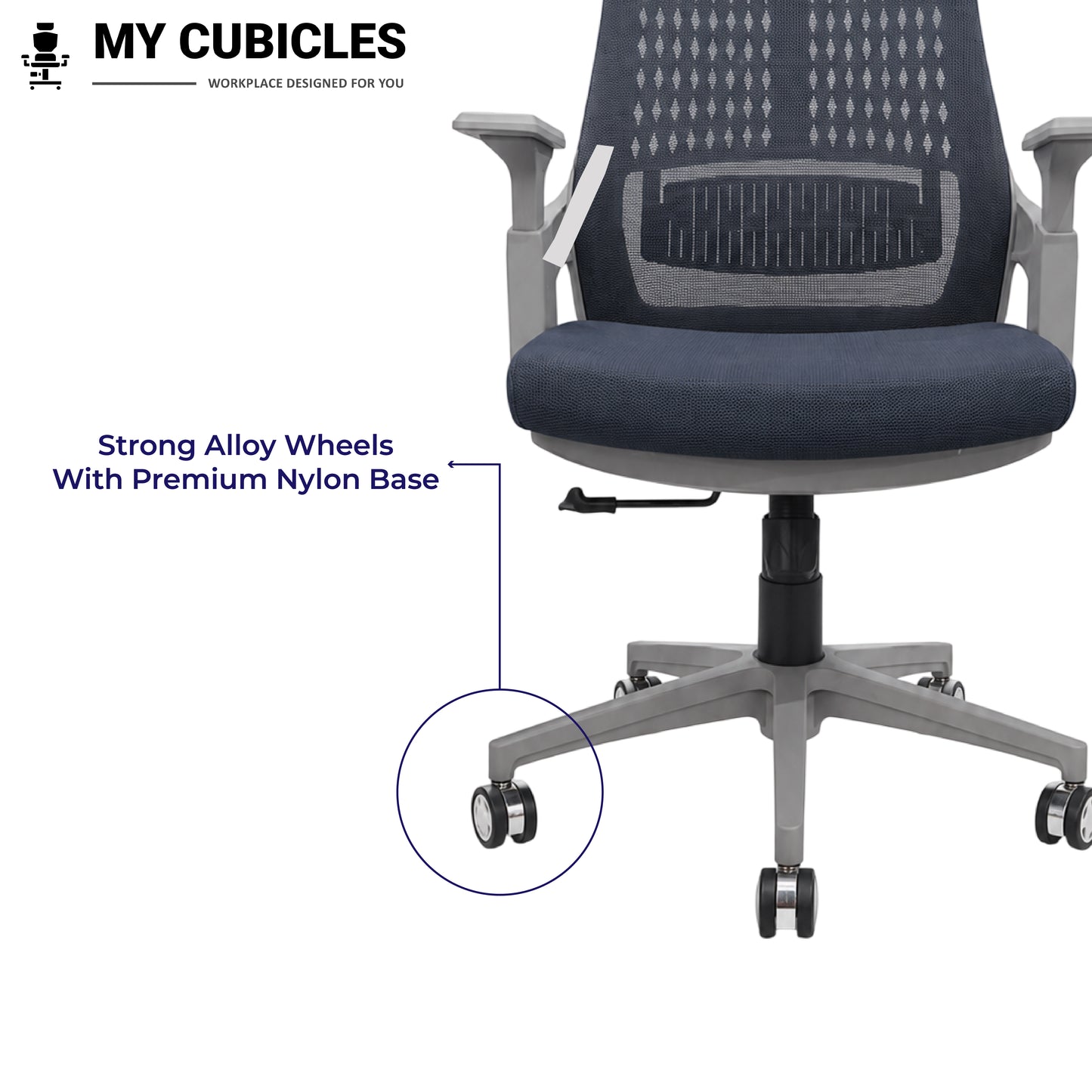 Nova Grey High Back Office Chair - Alloy Wheels View