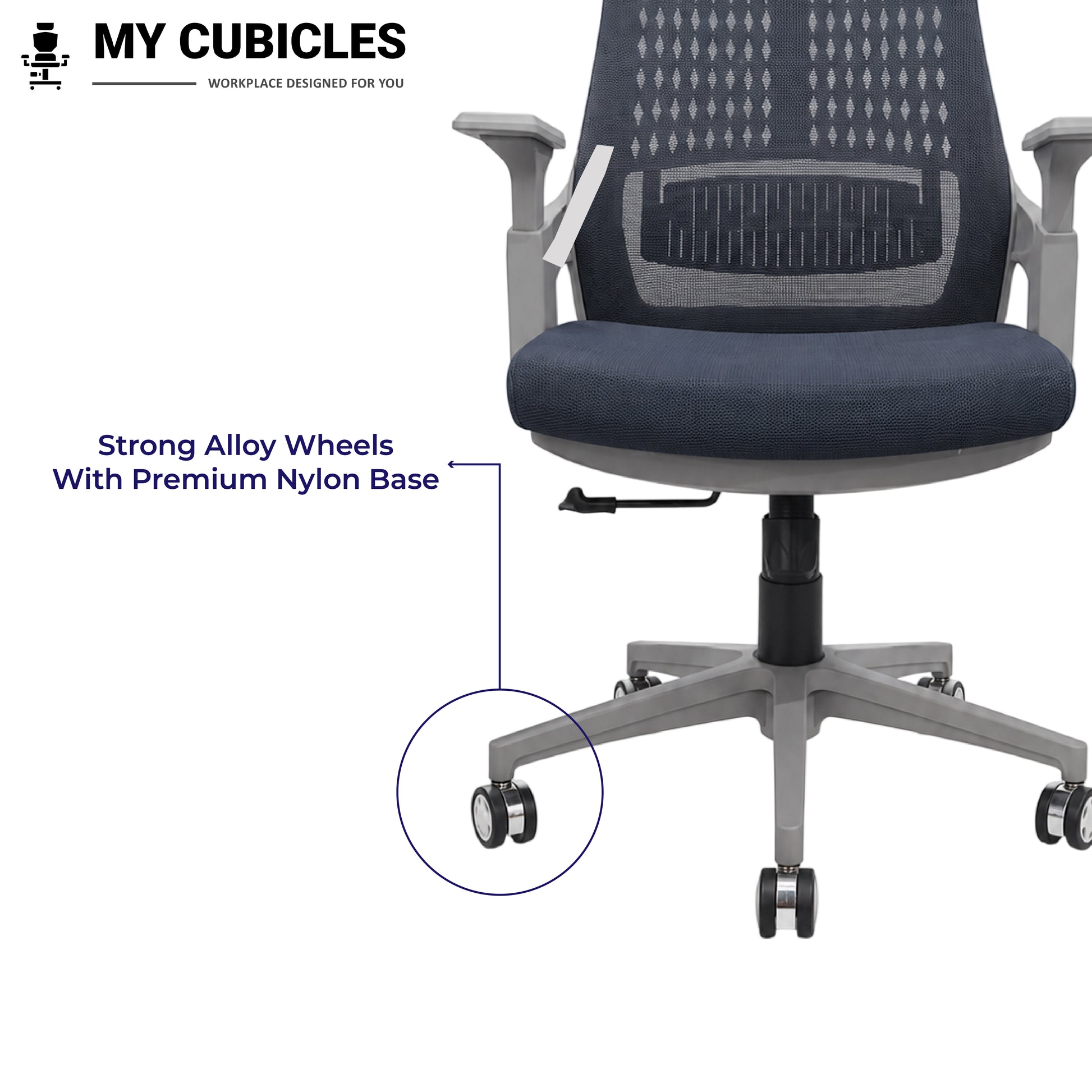 Nova Grey High Back Office Chair - Alloy Wheels View
