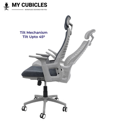 Nova Grey High Back Office Chair - Tilt Mechanism View