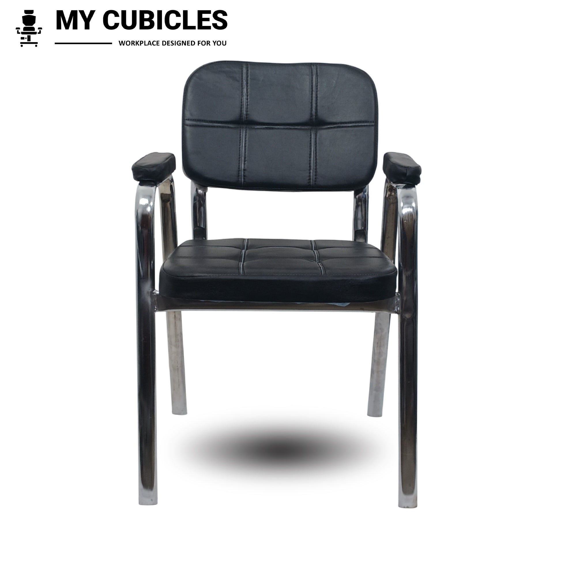 Leather visitor chair with armrest