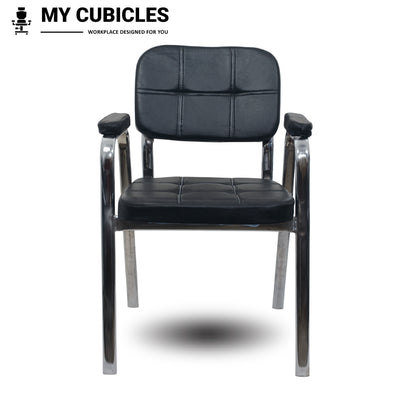 Leather visitor chair with armrest
