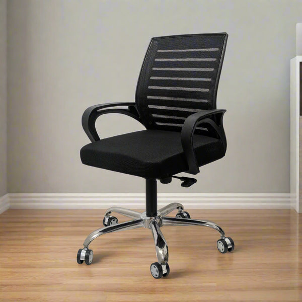 Polar Black Flow Mesh Comfortable Office Chair