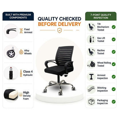 Polar Black Flow Mesh Comfortable Office Chair Quality Cheked Image