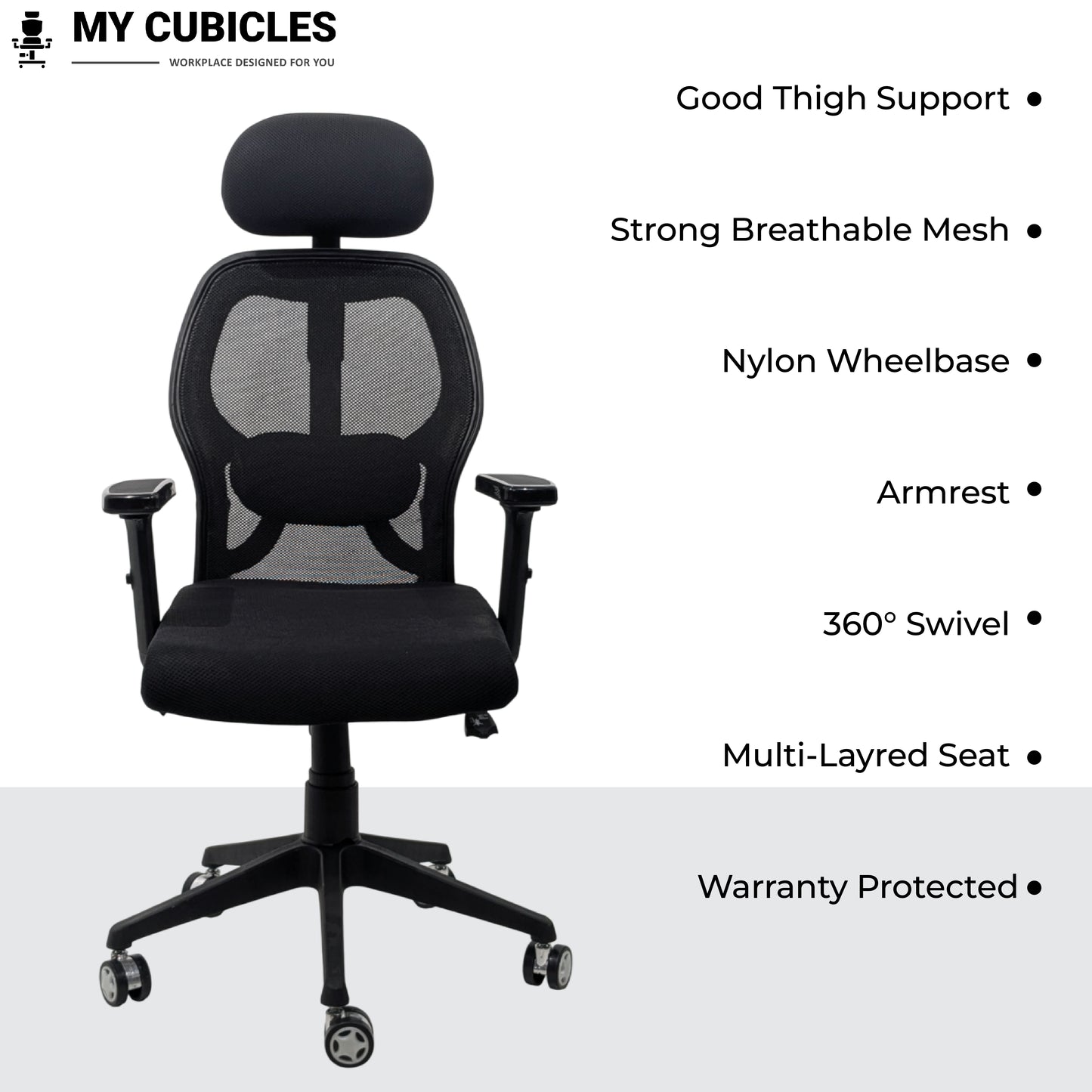 Titan Throne High Back Mesh Ergonomic Office Chair with Nylon Base