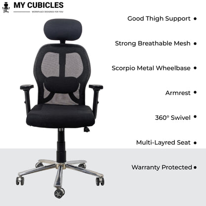 Titan Throne High Back Mesh Ergonomic Office Chair with Scorpio Base