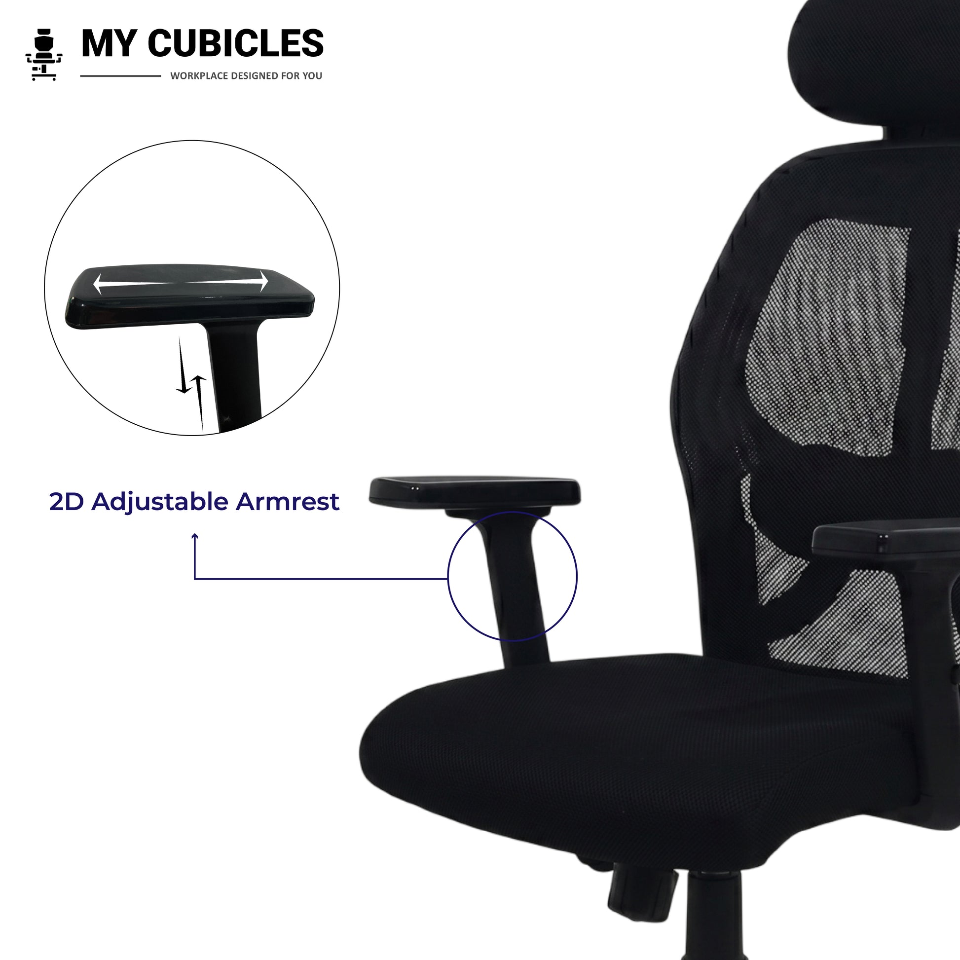 Titan Throne Matrix High Back Mesh Ergonomic Office Chair with Spider Base - Adjustable Armrest View