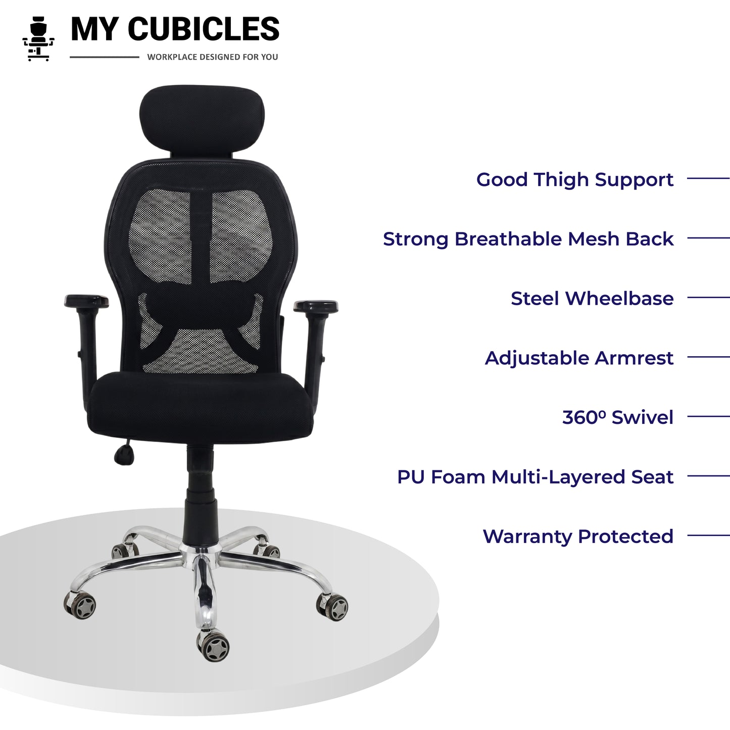 Titan Throne Matrix High Back Mesh Ergonomic Office Chair with Spider Base - All Features View