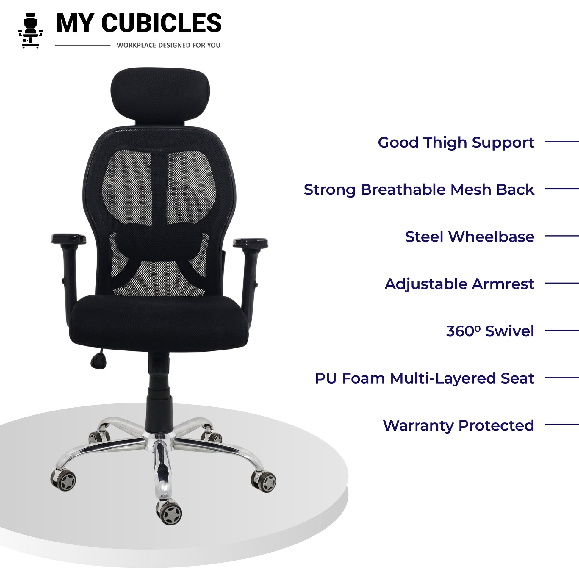 Titan Throne Matrix High Back Mesh Ergonomic Office Chair with Spider Base - All Features View