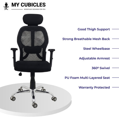 Titan Throne Matrix High Back Mesh Ergonomic Office Chair with Spider Base - All Features View