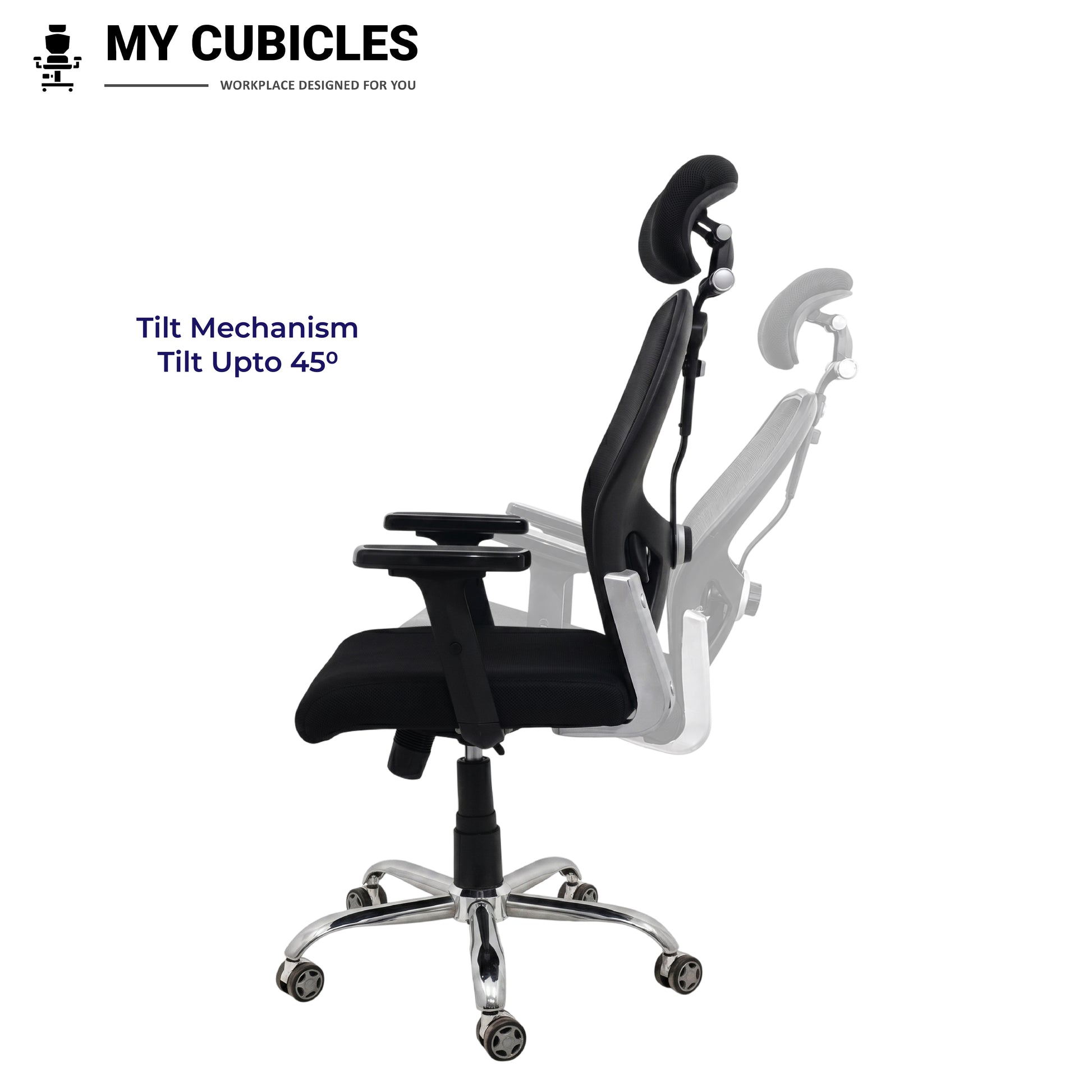 Titan Throne Matrix High Back Mesh Ergonomic Office Chair with Spider Base - Tilt Mechanism View