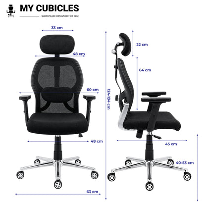 Titan Throne Matrix High Back Office Chair with Scorpio Base - Dimension View