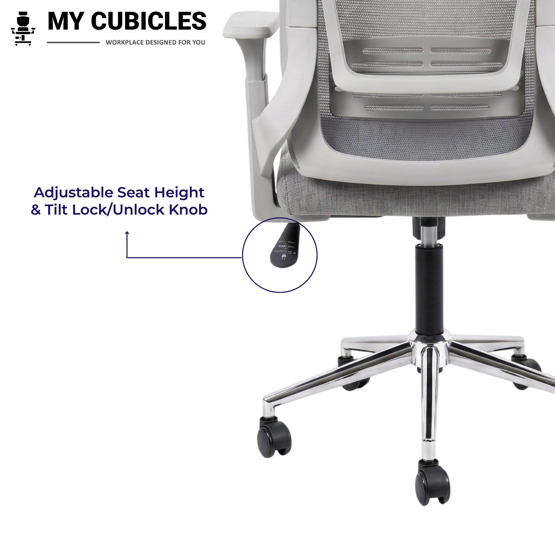 Zeta High Back Office & Study Chair - Adjustable Seat Height View