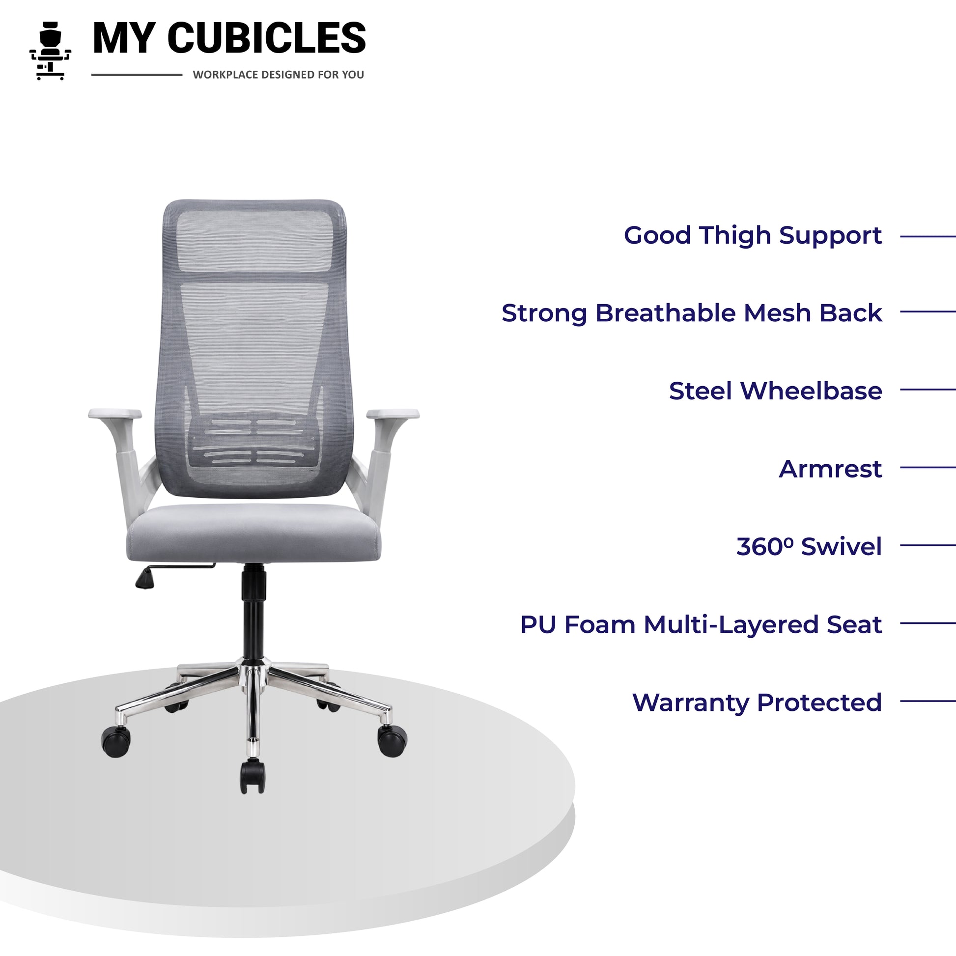 Zeta High Back Office & Study Chair - All Features View