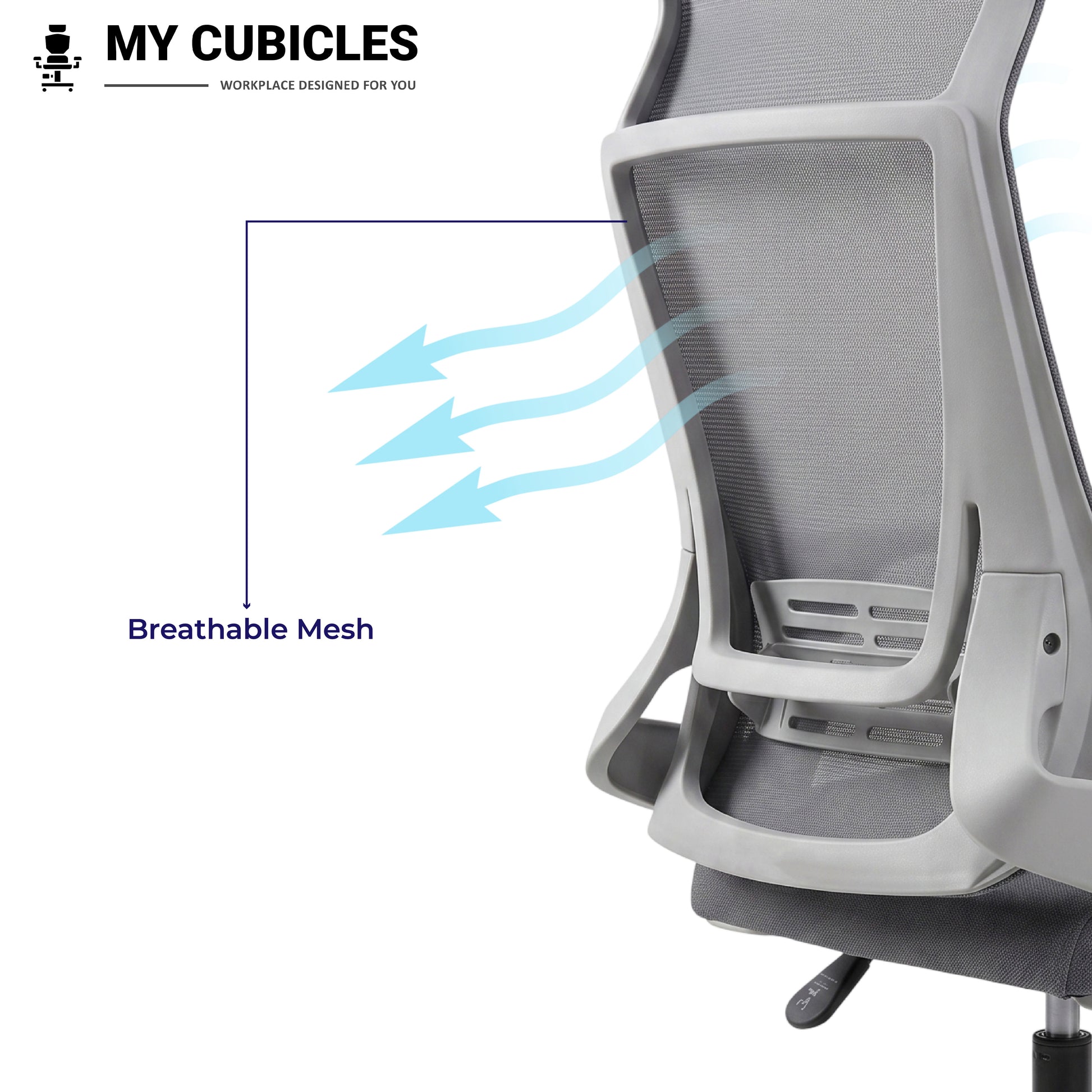 Zeta High Back Office & Study Chair - Breathable Mesh Back View