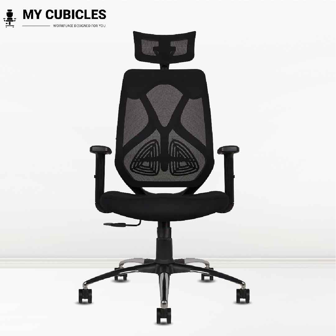 Lunar Fusion Black Mesh Headrest Chair