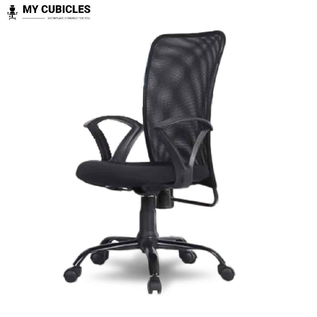 Ebony Mid Back Black Mesh Chair