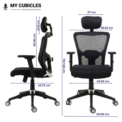 Black Jazz High Back Ergonomic Executive Office Chair Dimension
