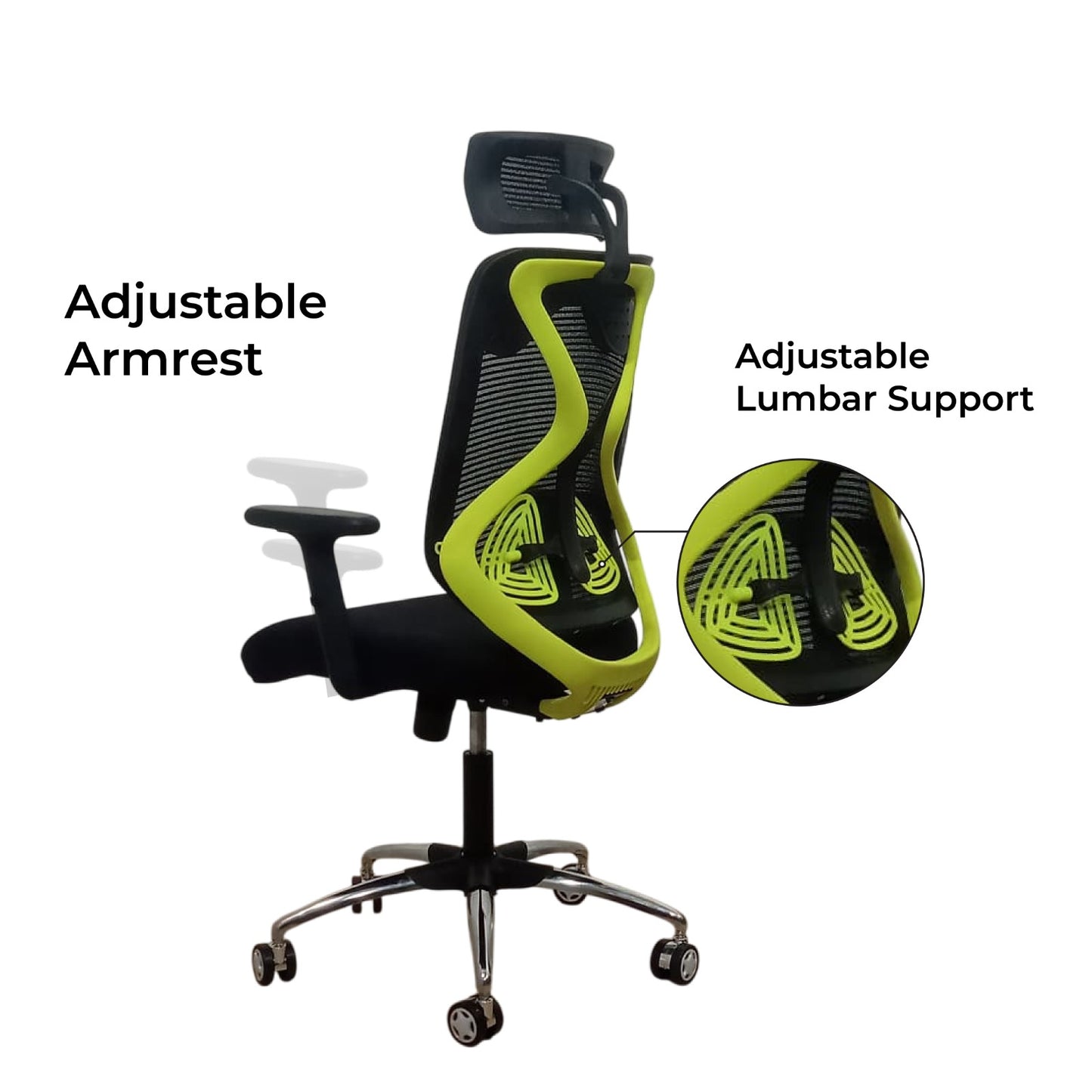 Lunar Fusion Black Mesh Headrest Office & Computer Chair