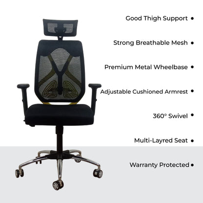 Lunar Fusion Black Mesh Headrest Office & Computer Chair